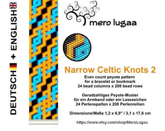 Narrow Celtic Knots 2 / Peyote bracelet or Bookmark pattern / instruction / tutorial /nleitung / even count peyote / Peyote cuff