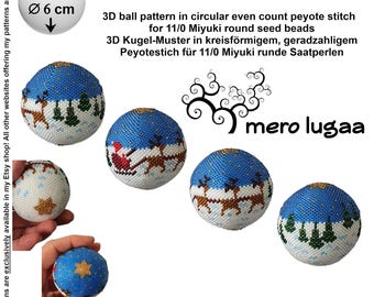 Waiting for Santa Claus peyote ball / even count circular peyote / tutorial / instruction / Christmas ornament / Christmas ball