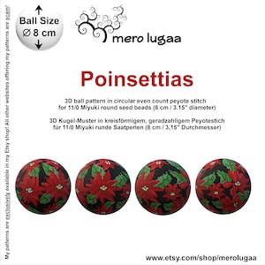 Poinsettias peyote ball / even count circular peyote / tutorial / beaded decoration / ornament