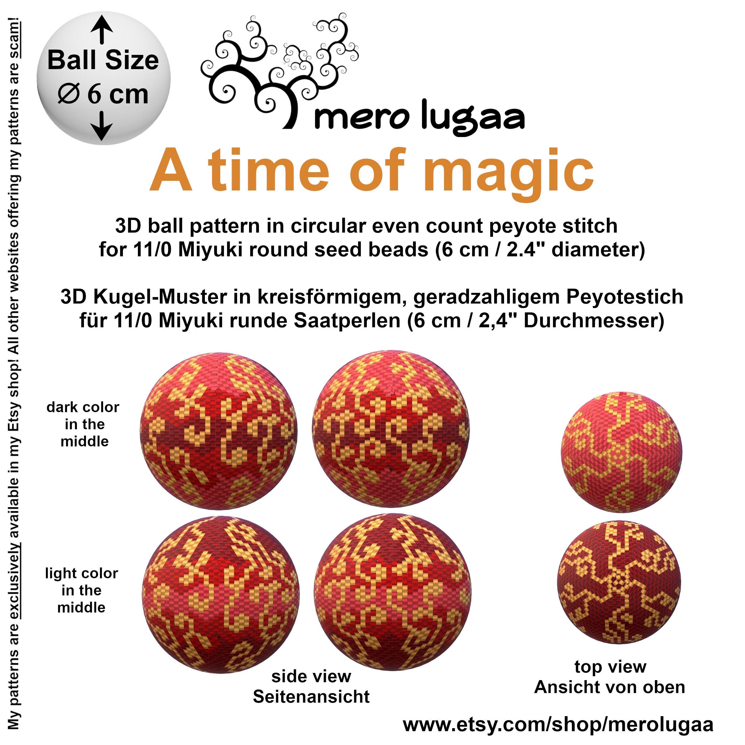 A Time of Magic peyote ball / even count circular peyote / tutorial / instruction / Christmas ornament / Christmas ball