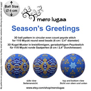 Season&#39;s Greetings peyote ball / even count circular peyote / tutorial / instruction / Christmas ornament / Christmas ball