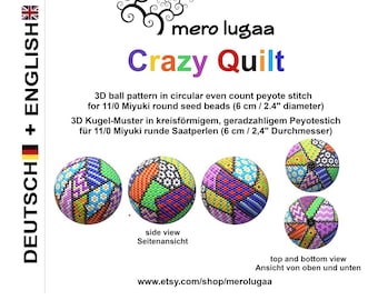 Crazy Quilt peyote ball / even count circular peyote / tutorial / instruction / Christmas ornament / Christmas ball