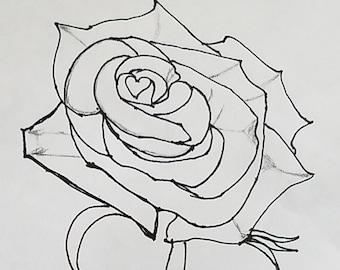 Heart Rose Coloring Page