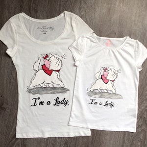 T-shirts peints à la main Maman et moi, T-shirt Les Aristochats, Disney Marie Cat, Ensemble mère et fille, Kit Moi et petit moi, Chemises Disney