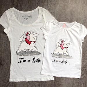 Hand Painted T-shirts Mommy And Me, The Aristocats Tshirt, Disney Marie Cat, Mother And Daughter Set, Me And Little Me Kit, Disney Shirts