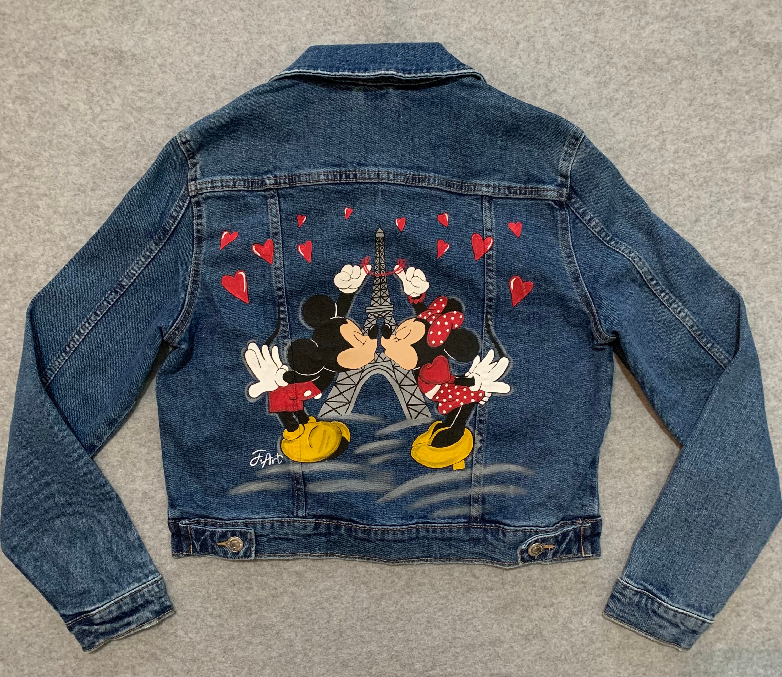 Hand Painted Mickey and Minnie Jean Jacket Disney Denim | Etsy