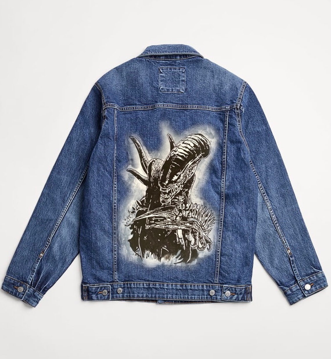 Alien 1979 Custom Hand Painted Denim Jacket Aliens Ridley Scott Movie ...