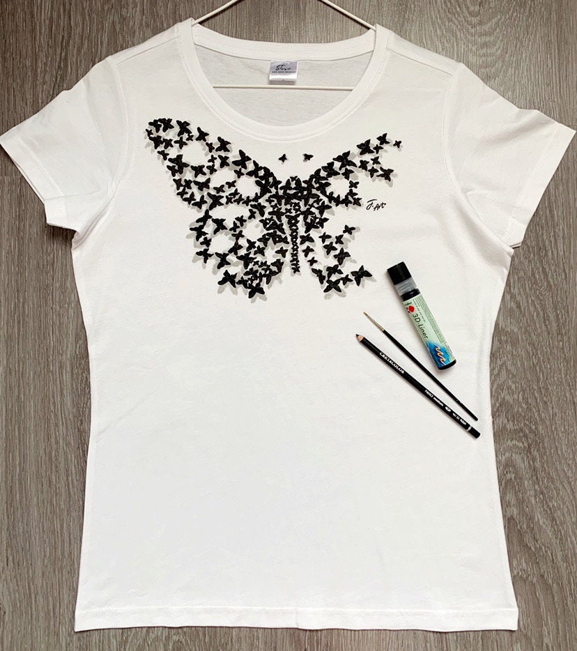 Butterfly Art, Handpainted Butterflies, 3D Painting, Butterfly Tshirt, Hand Painted  Tshirt, Butterflies Top, 3D Effect, Woman's Tshirt - Etsy