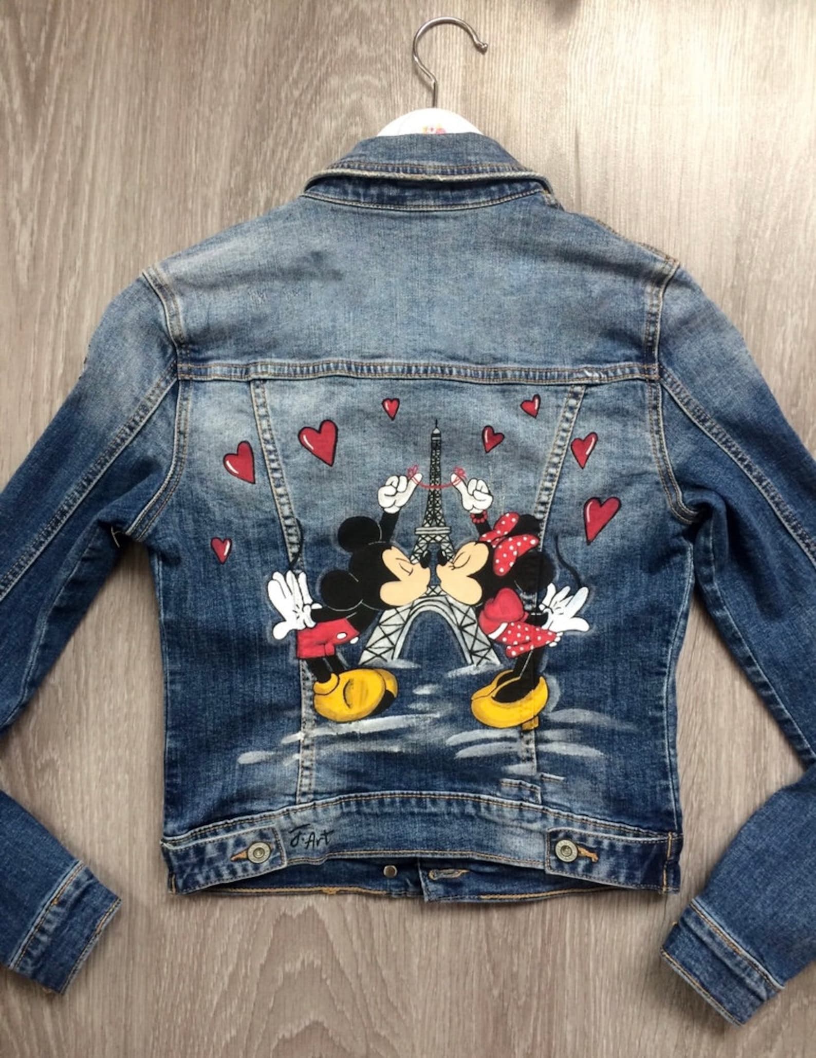 Hand Painted Mickey and Minnie Jean Jacket Disney Denim | Etsy