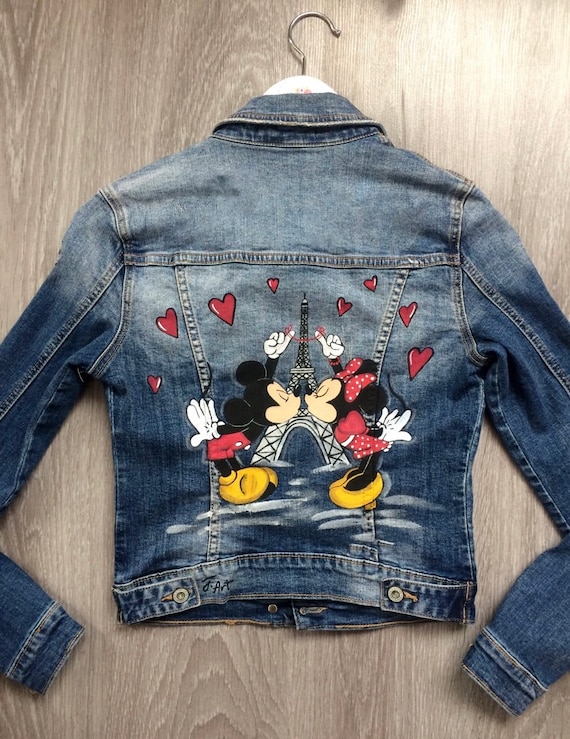 Hand Painted Mickey and Minnie Jean Jacket Disney Denim - Etsy
