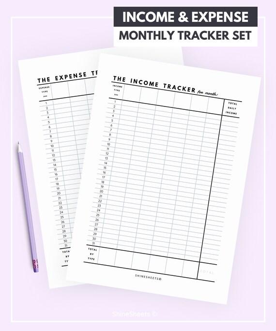 monthly income monthly expenses income tracker expense etsy expense and income tracker
