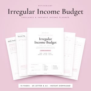 Freelance Budget Planner Printable for Irregular Income, Tax Set Aside, Buffer Fund Tracker PDF