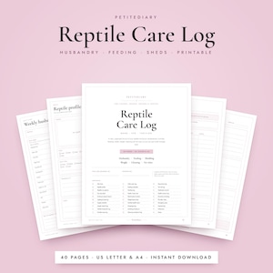 Reptile Care Log Printable, Gecko, Snake, Lizard & Turtle Husbandry Tracker, Feeding Shed Weight Record PDF