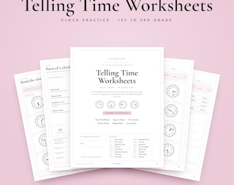 Telling Time Worksheets Printable, 1st 2nd 3rd Grade Math, Analog Clock Cards, Answer Keys