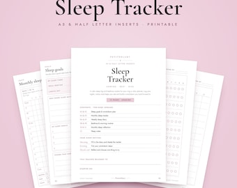 A5 Sleep Tracker Printable, Half Letter Inserts, Bedtime Routine, Weekly Diary, Monthly Log, Ring Binder