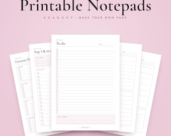 Druckbare Notizblockvorlagen (4x6 & 5x7 Zoll), To-do-Listen, Einkaufslisten, Notizen, Punktgitter, selbstklebende Blöcke