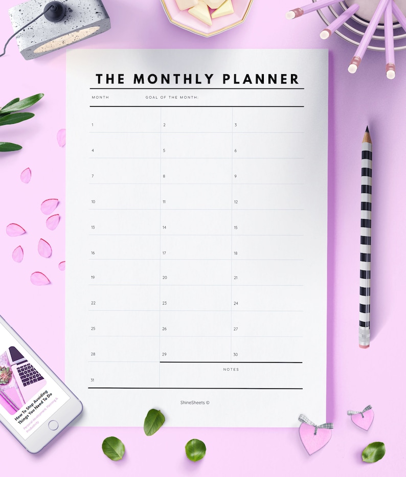 A5 Monthly Planner Printable / A5 Planner Pages / Monthly Planner ...