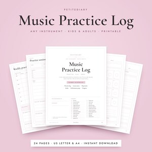 Practice Log Printable for Music Lessons, Kids & Adults, Any Instrument, Repertoire List, Scales Tracker PDF