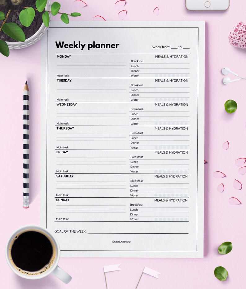 A5 Weekly Planner Printable / Week on 2 Pages A5 / WO2P / | Etsy