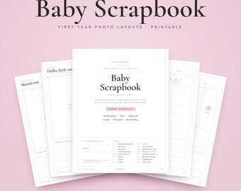 Baby Scrapbook Pages Printable, First Year Photo Album Layouts, Monthly Milestones, Gender Neutral Keepsake PDF