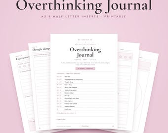 A5 Overthinking Journal Printable, Half Letter Inserts, Worry Time, Thought Dump, Fact vs Story