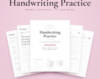 Handwriting Practice for Kids Printable Worksheets, 1st 2nd Grade Words, Sentences, Poems, Primary Lines PDF