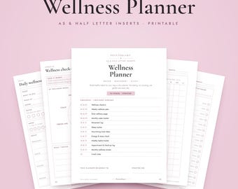 A5 Wellness Planner Printable, Half Letter Inserts, Water Tracker, Sleep Log, Healthy Habits