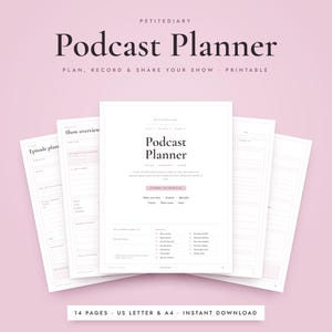 Podcast Planner Printable, Episode Tracker, Show Notes Template, Guests, Interview Questions (PDF)
