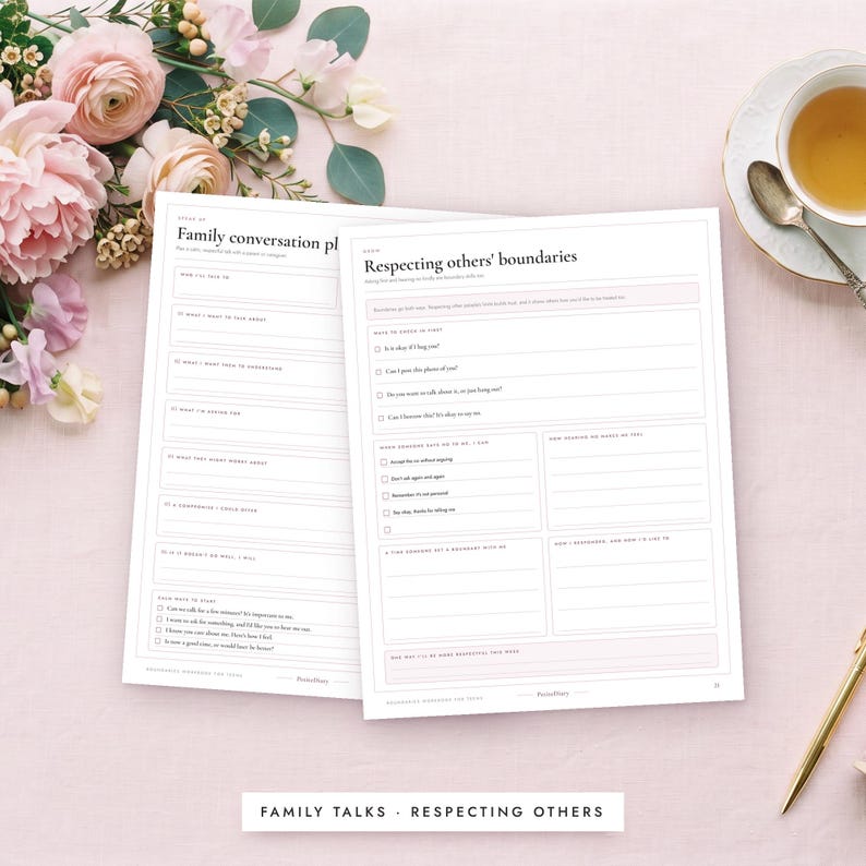 Boundaries for Teens Printable Workbook, Saying No Scripts, Peer