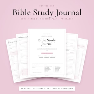Minimalist Bible Study Journal, SOAP Method, Scripture Reading Plan (PDF)