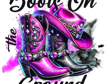 Boots On The Ground PNG, Western Boots med hatt, digital nedladdning