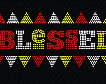 Blessed Rhinestone Template SVG, PNG, EPS (Digital Download)