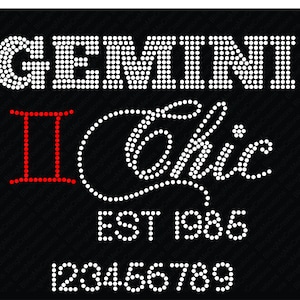 Géminis chic est cita con números Rhinestone descarga archivo svg Descarga SVG