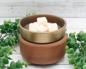 2-in-1 Candle Wax Melt Warmer Electric Melter Farmhouse Soy Tarts Melts Candle Plug In Electric Tart Clamshell Fragrance Gift -Modern Wood