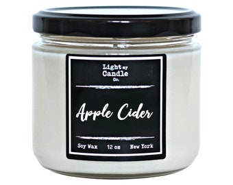 Apple Cider Scented Soy Wax Candle, Fall Candles, Handmade Candles, Fall Decor, Vegan, Apple Maple Bourbon, Gift For Her, Gift For Mom