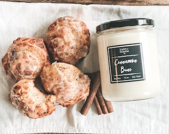 Cinnamon Buns Scented Soy Candle, Handmade Soy Wax Candle, Bakery Candles, Gourmand
