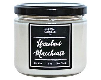 Hazelnut Macchiato Soy Candle, Starbucks, soy wax candle handmade, coffee lover, gift book lover, cafe candle, soy latte