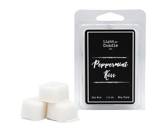 Peppermint Kiss Christmas Wax Melts, Candy Cane Peppermint Vanilla Mint Scented Soy Wax Melts, Holiday Home Decor, Peppermint Bark Wax Melts
