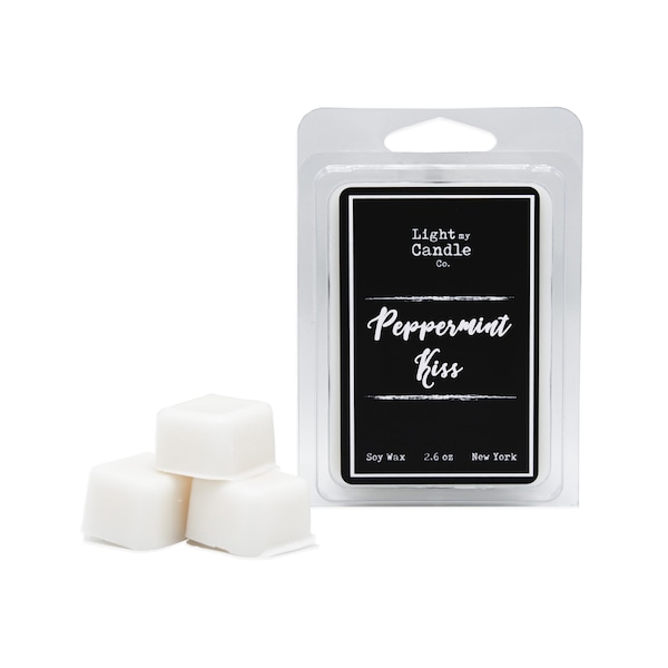 Peppermint Kiss Christmas Wax Melts, Candy Cane Peppermint Vanilla Mint Scented Soy Wax Melts, Holiday Home Decor, Peppermint Bark Wax Melts