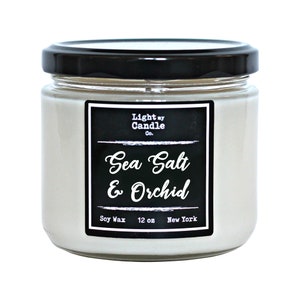 Sea Salt & Orchid Handmade Soy Wax Candle, Spring Scent, Home Decor, Bridal Shower Gift, Mothers Day Gift, Handmade Candle, Natural candle