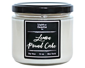 Lemon Pound Cake Scented Soy Candle | Lemon Candle | Clean Fresh Lemon Scent Spring Candles | Handmade Citrus Candle | Food Bakery Dessert