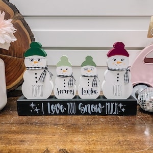 Personalized Snowman Block - Chunky Wooden Snowman Blocks - Custom Winter Snowman Family-Custom Christmas Gift-Snowman Decor-Christmas Decor