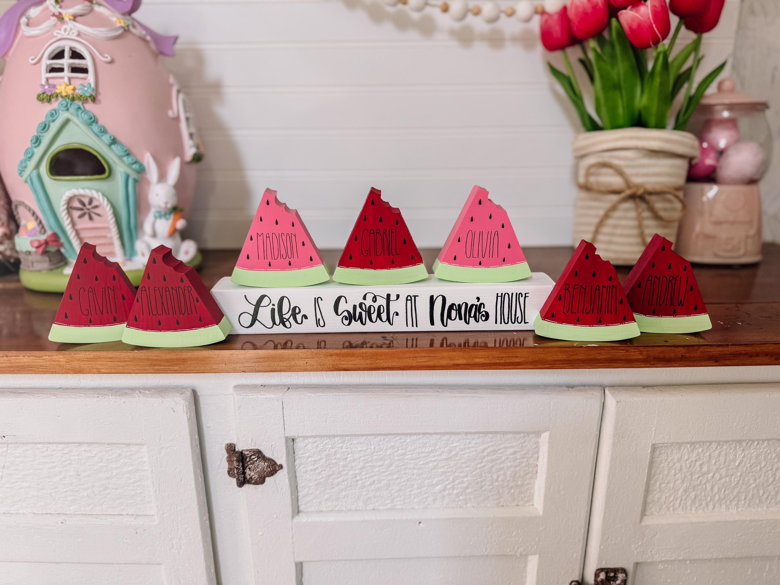Watermelon Block Set Custom Watermelon Block - Wooden Watermelon Slice - Summer Tiered Tray ...
