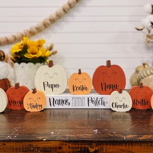 Personalized Pumpkin Block - Wooden Pumpkin Blocks - Custom Fall Pumpkin Family - Custom Fall/Halloween Gifts - Pumpkin Decor - Fall Decor