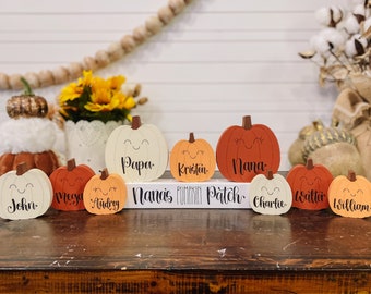 Personalized Pumpkin Block - Wooden Pumpkin Blocks - Custom Fall Pumpkin Family - Custom Fall/Halloween Gifts - Pumpkin Decor - Fall Decor