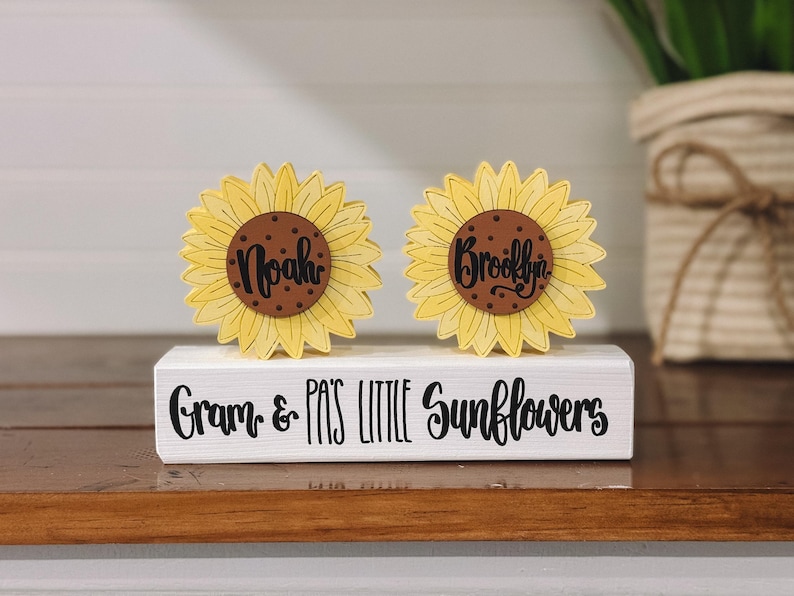 Custom Sunflower Block - Summer Tiered Tray Decor - Custom Wooden ...