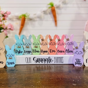 Personalized Easter Bunny Block - Chunky Wooden Easter Bunny - Custom Easter Bunny Family - Custom Easter Gift - Custom Easter Bunny Decor