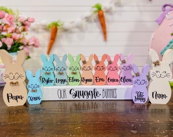 Personalized Easter Bunny Block - Chunky Wooden Easter Bunny - Custom Easter Bunny Family - Custom Easter Gift - Custom Easter Bunny Decor