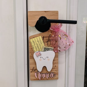 Custom Tooth Fairy Door Hanger - Personalized Wooden Tooth Fairy Sign ...