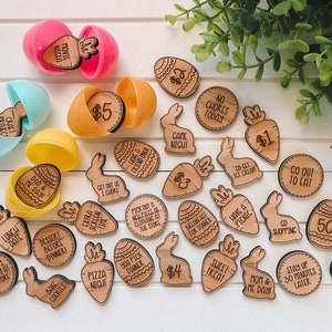 Easter Egg Tokens - Laser Cut Easter Tokens - Custom Holiday Coupons - Easter Gift - Holiday Gift Idea - Personalized Easter Egg Fillers